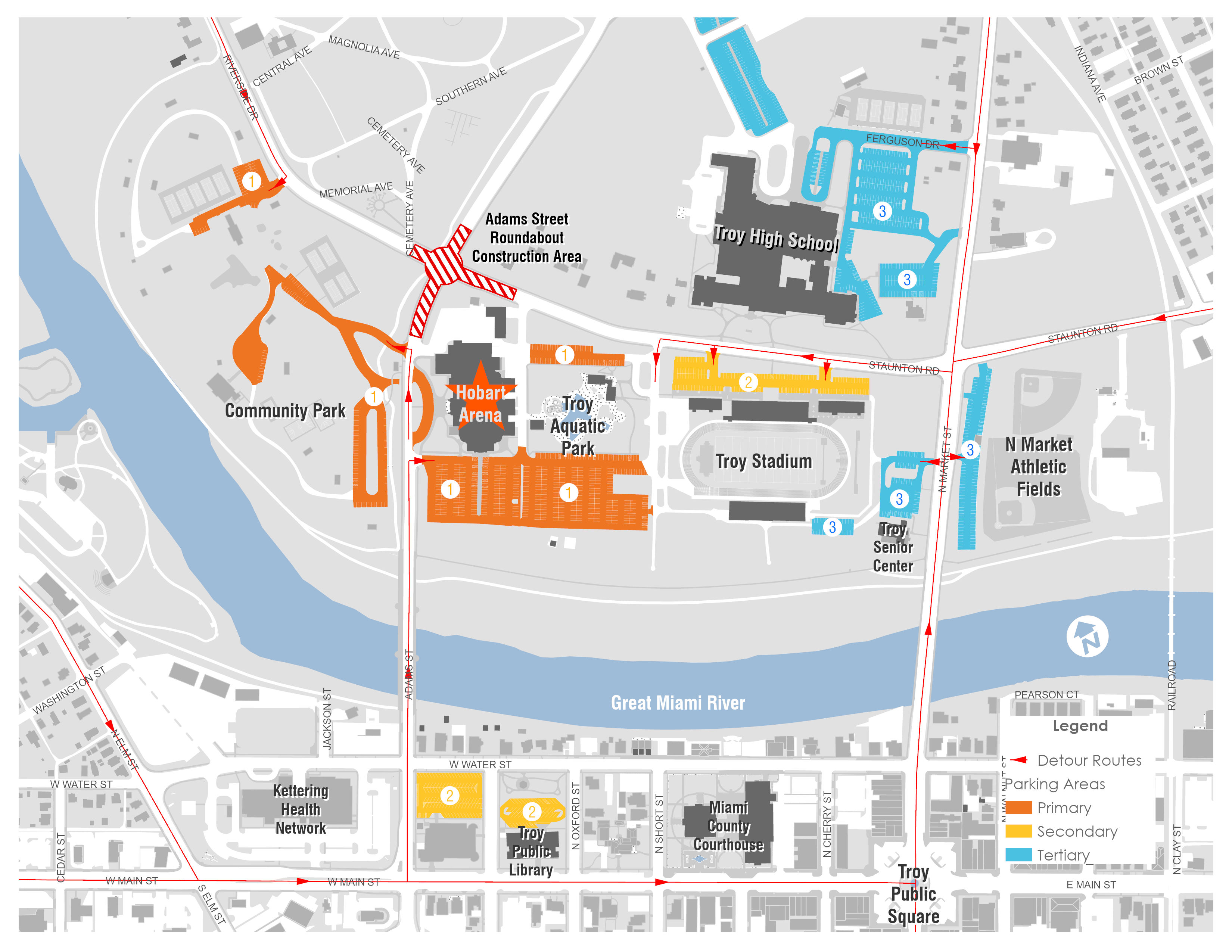 Map for Hobart Arena in Troy, Ohio