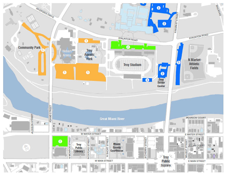 Parking for Hobart Arena in Troy, Ohio